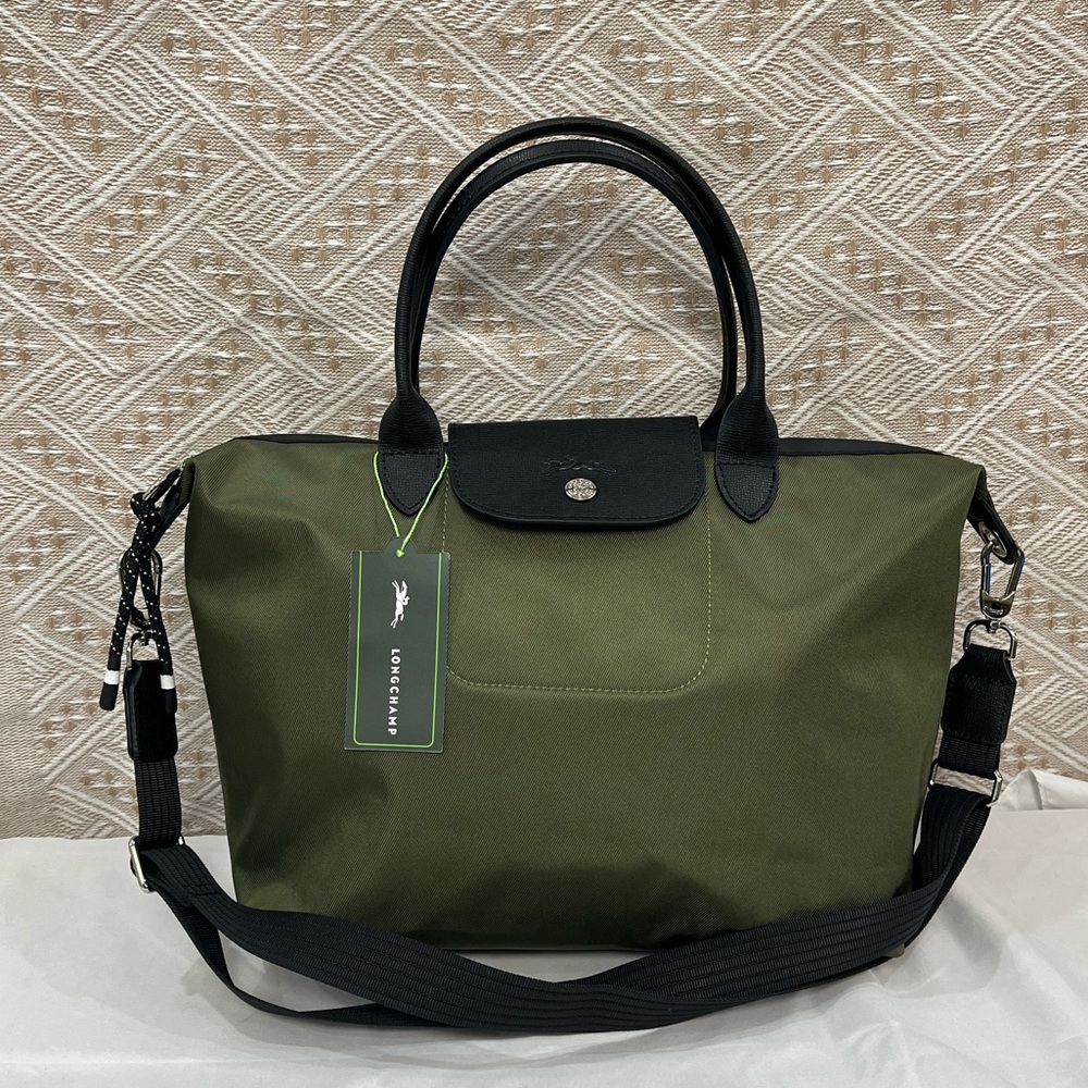 Longchamp Medium Dark Green Handle Crossbody Bag